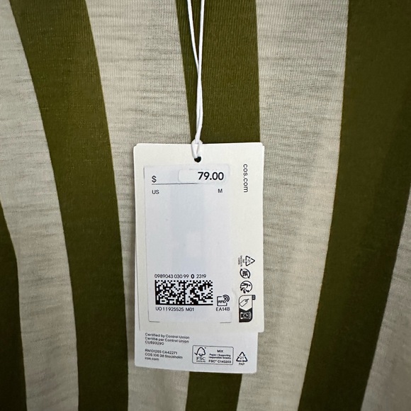 COS Olive & Cream Striped Knit Top - Picture 3 of 4